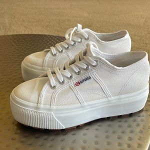 Superga white 2790 platform